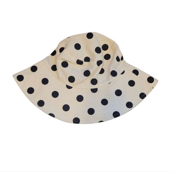 Bon Voyage Women's Cream 100% Cotton Polka Dot Bucket Hat NWT - Picture 2 of 5